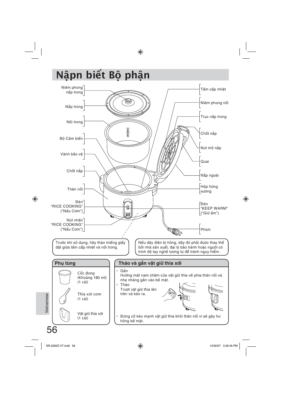 N̹pn bi͋t bͥ ph̹n | Panasonic SR2363Z User Manual | Page 56 / 63