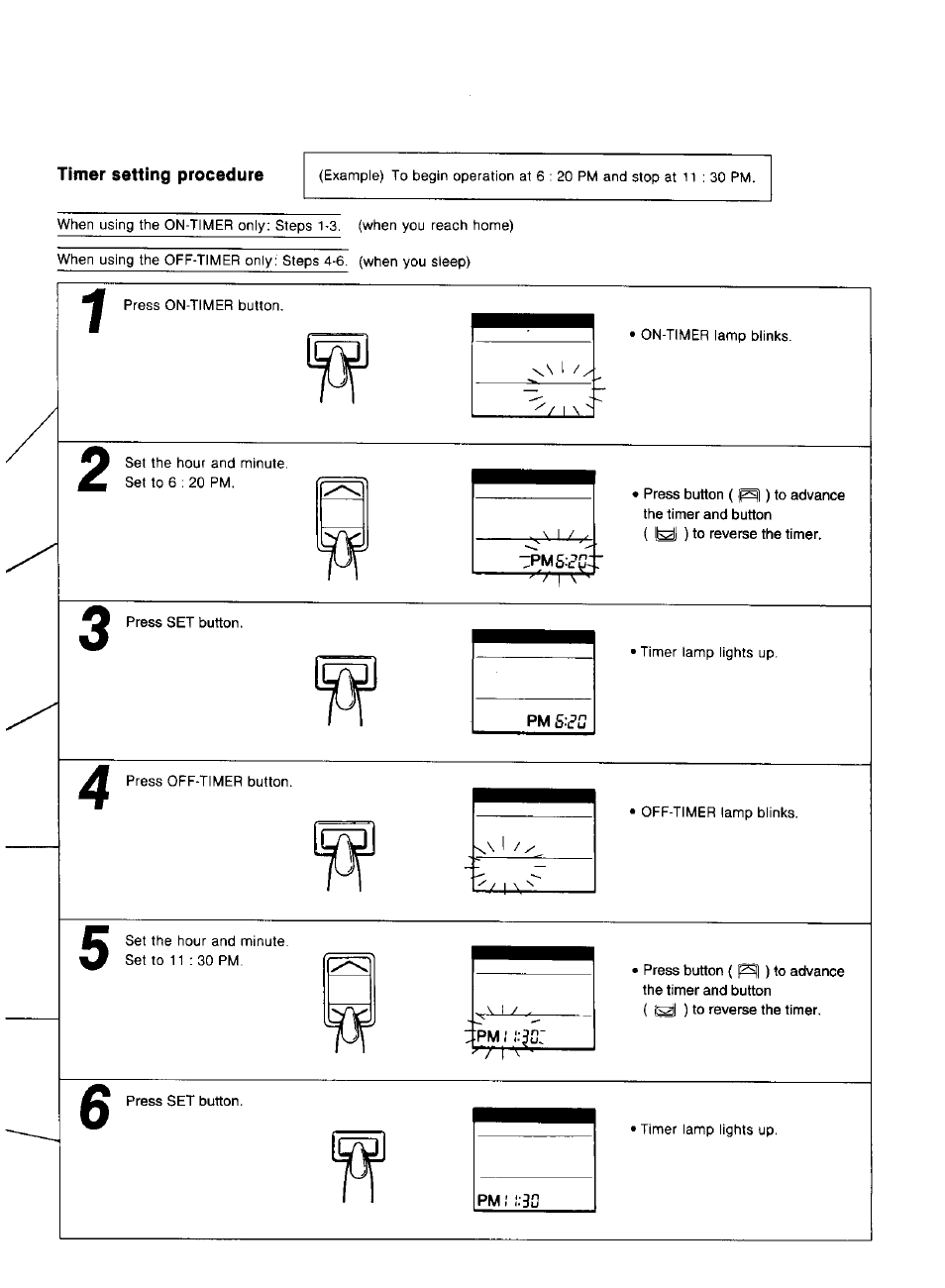 Timer setting procedure | Panasonic CS-1873KR User Manual | Page 17 / 22