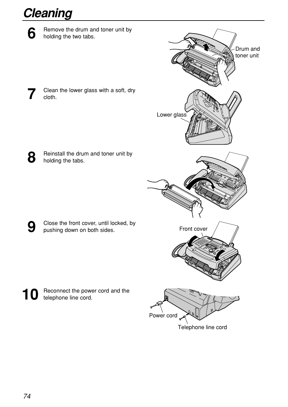 Cleaning | Panasonic KX-FL501C User Manual | Page 74 / 82