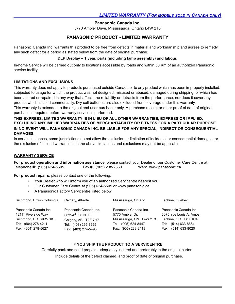 Panasonic PT-50DL54X User Manual | Page 109 / 112