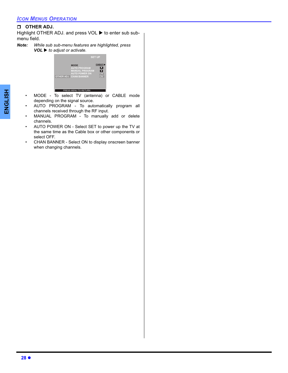 English | Panasonic PT-50DL54X User Manual | Page 30 / 112