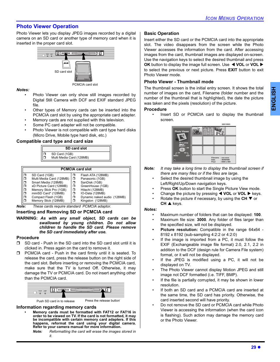 Photo view operation, English photo viewer operation | Panasonic PT-50DL54X User Manual | Page 31 / 112