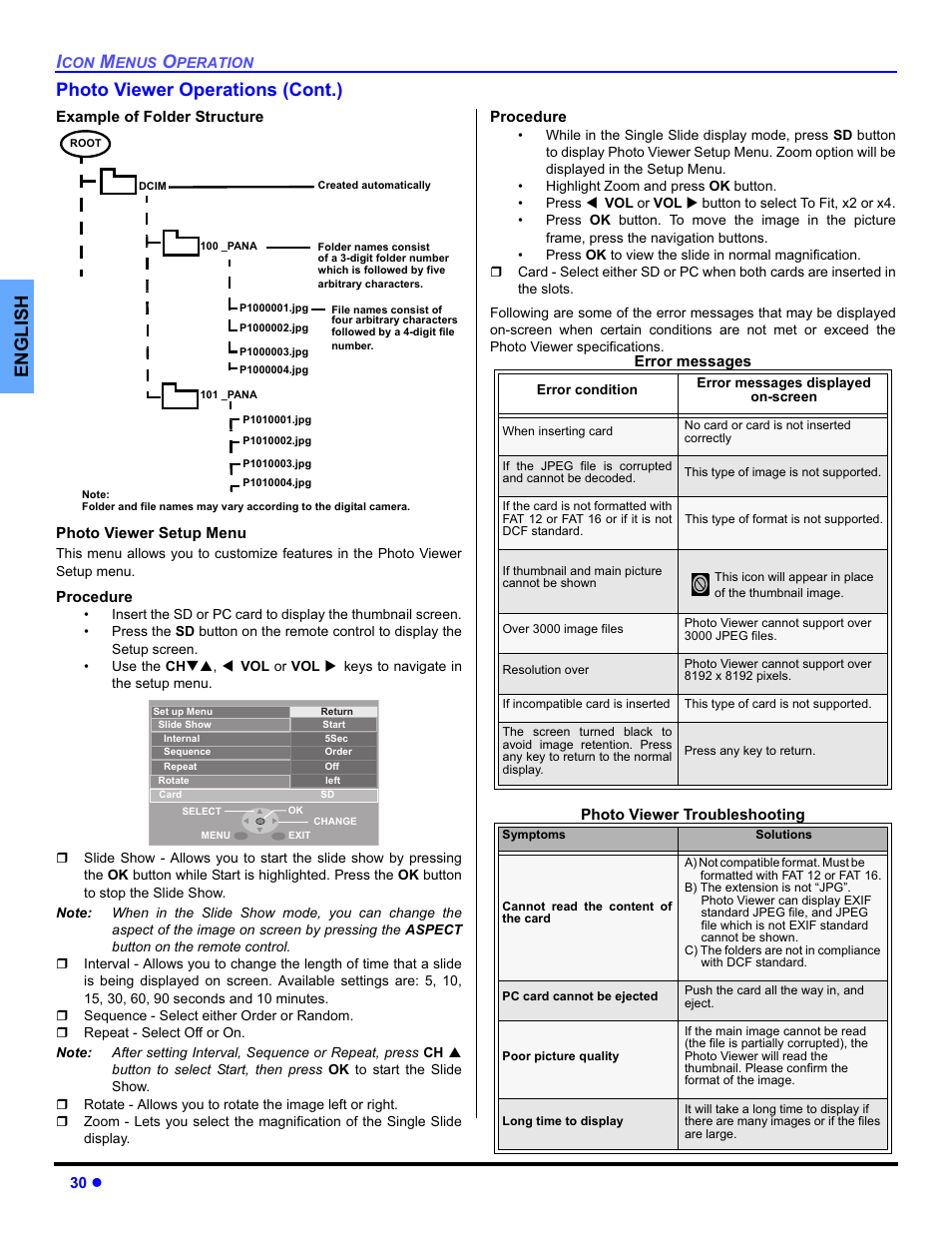 English photo viewer operations (cont.) | Panasonic PT-50DL54X User Manual | Page 32 / 112