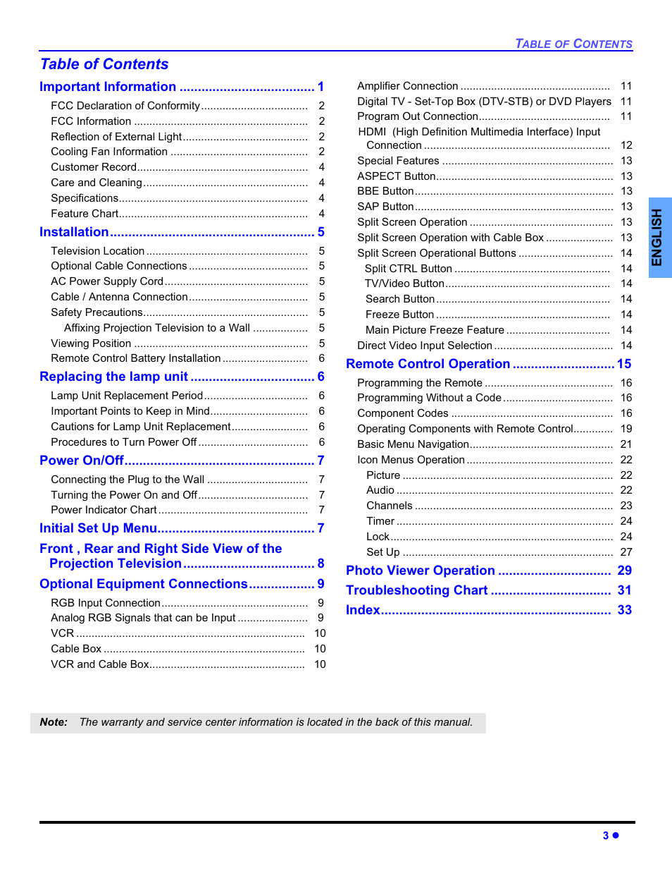 Panasonic PT-50DL54X User Manual | Page 5 / 112