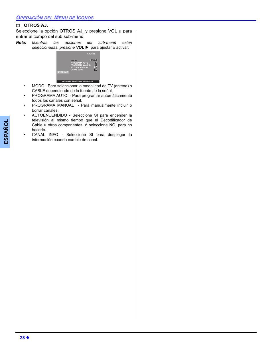 Esp añol | Panasonic PT-50DL54X User Manual | Page 66 / 112