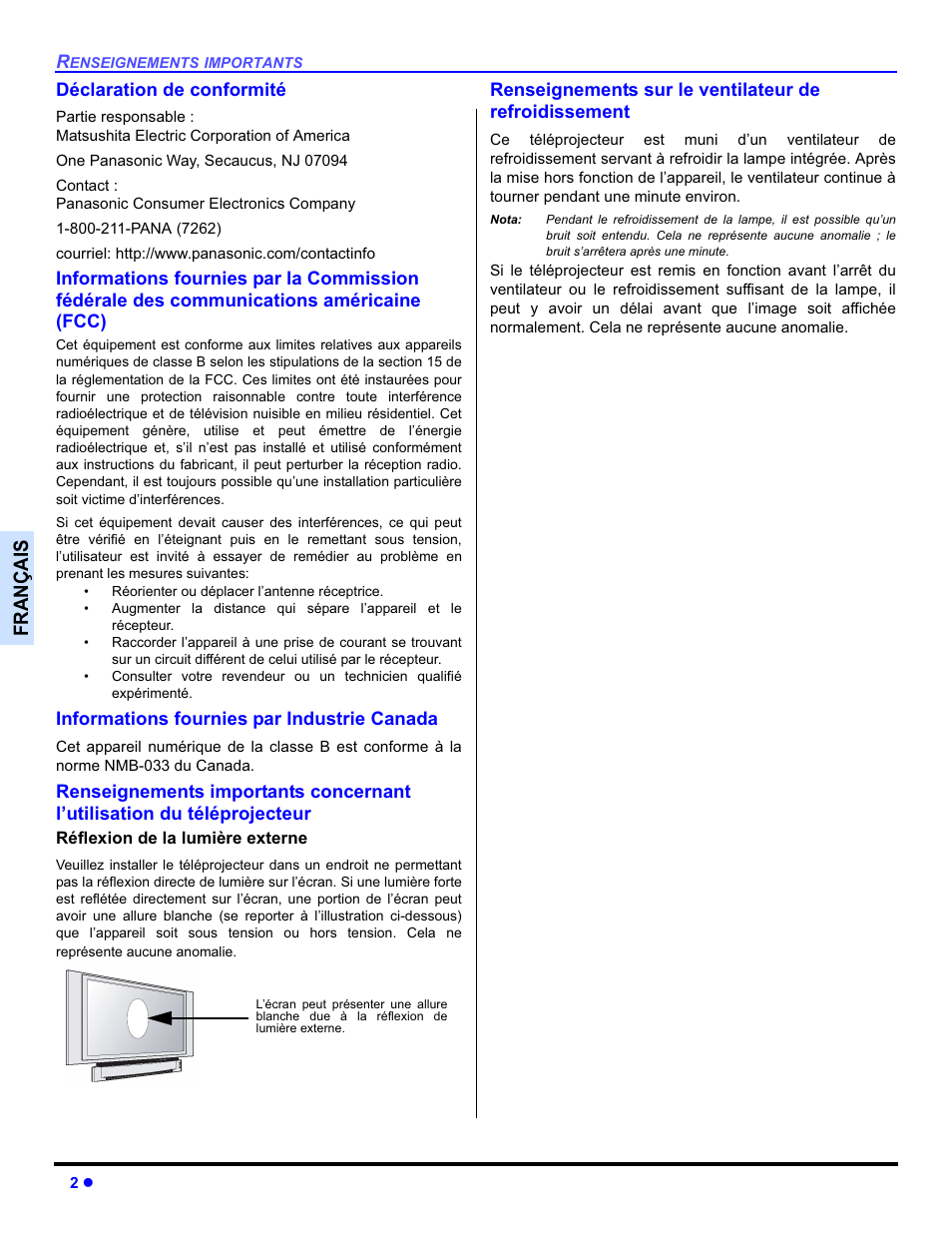 Français | Panasonic PT-50DL54X User Manual | Page 74 / 112