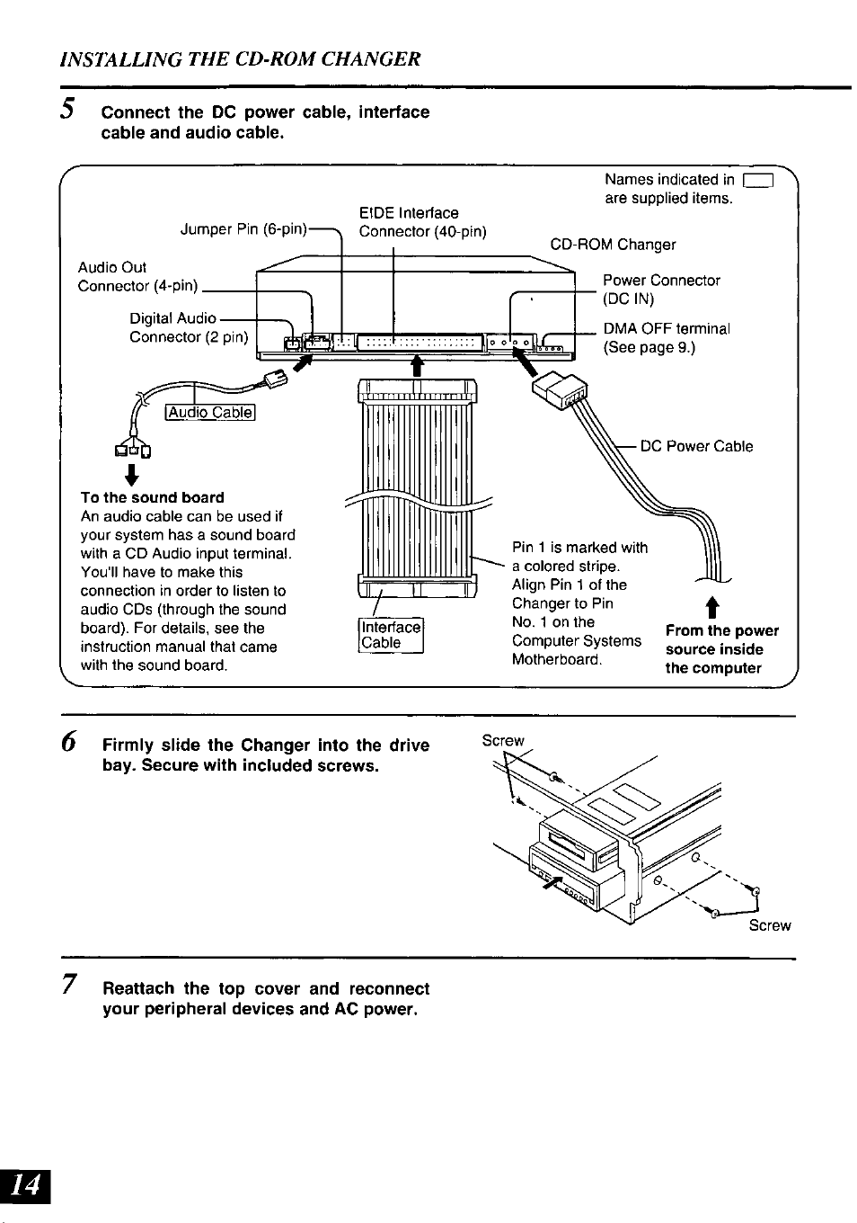 Installing the cd-rom changer | Panasonic SQ-TC520N User Manual | Page 14 / 32