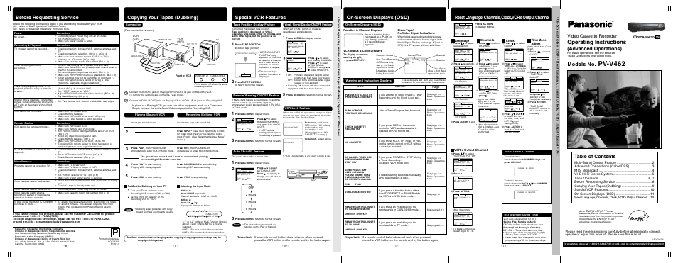 Panasonic PV-V462 User Manual | Page 3 / 4