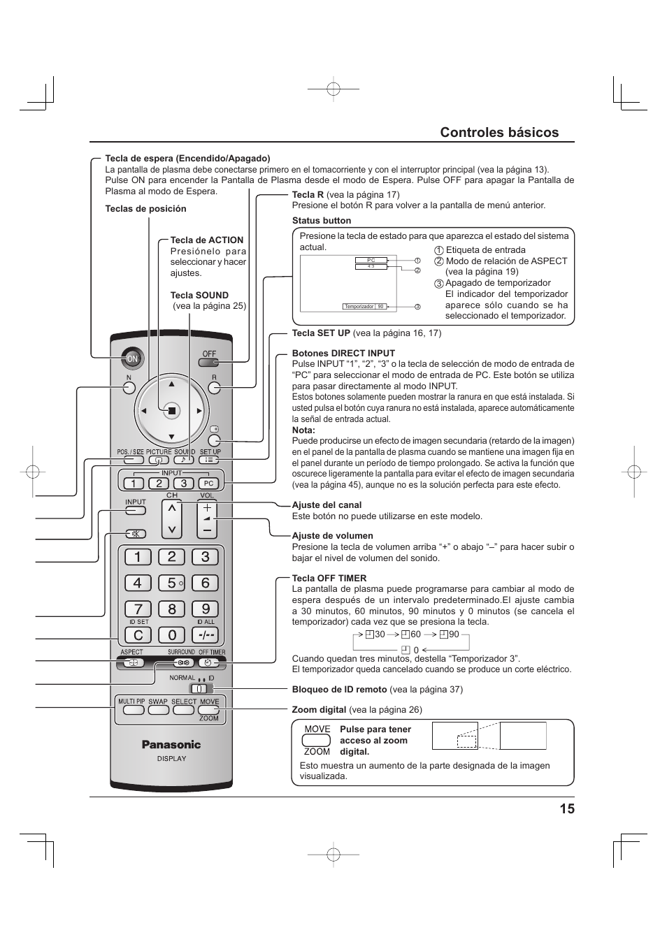 15 controles básicos | Panasonic TH-37PH9UK User Manual | Page 65 / 100