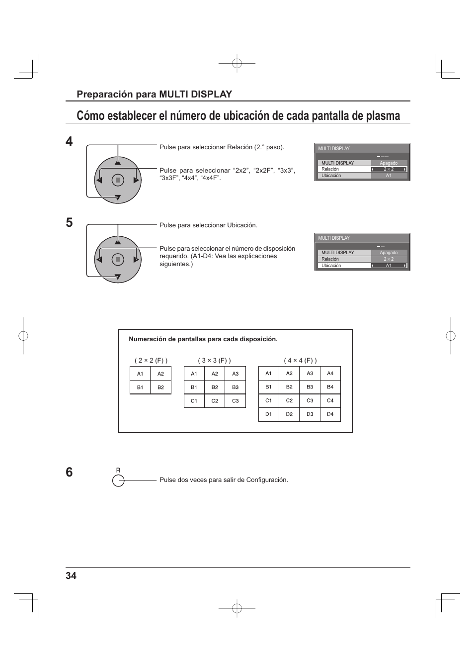 34 preparación para multi display | Panasonic TH-37PH9UK User Manual | Page 84 / 100