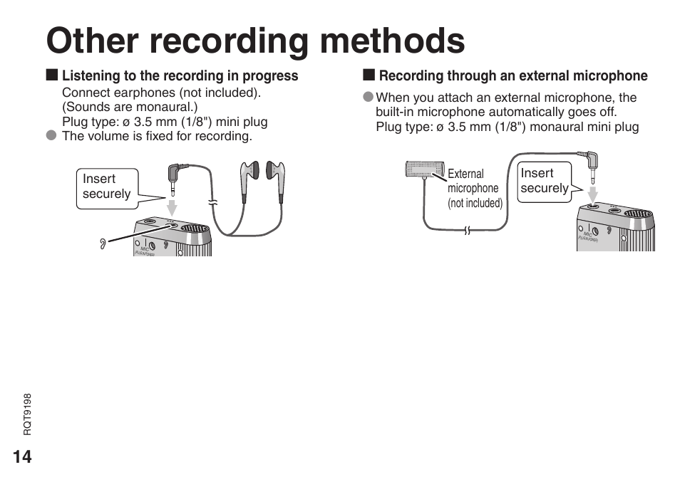 Other recording methods | Panasonic RRQR270 User Manual | Page 14 / 36