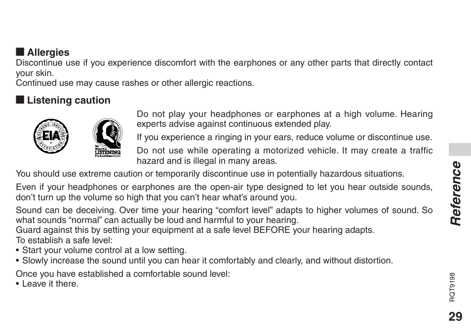 Ref erence | Panasonic RRQR270 User Manual | Page 29 / 36