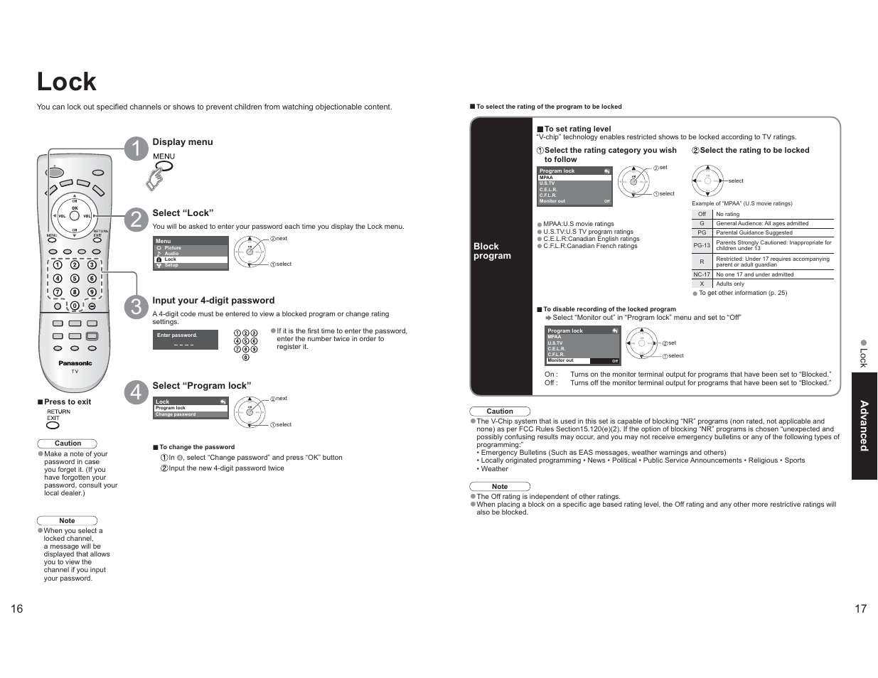 Lock | Panasonic TC-26LX60L User Manual | Page 9 / 32