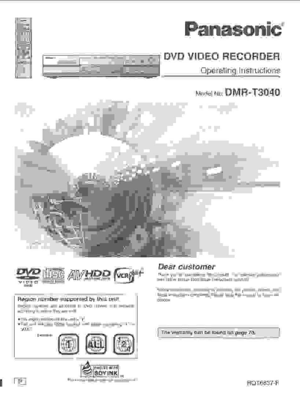 Panasonic DMR-T3040 User Manual | 72 pages