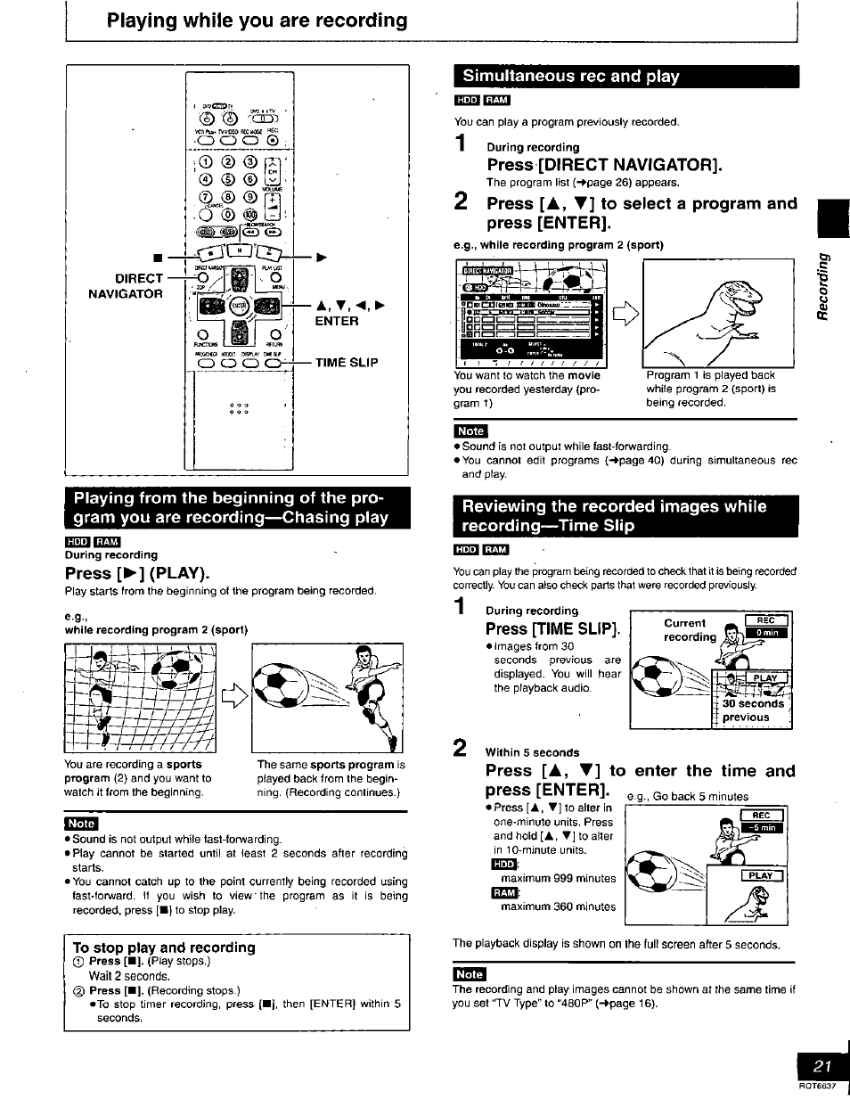 Playing while you are recording, Г!яя, A, t | Panasonic DMR-T3040 User Manual | Page 21 / 72