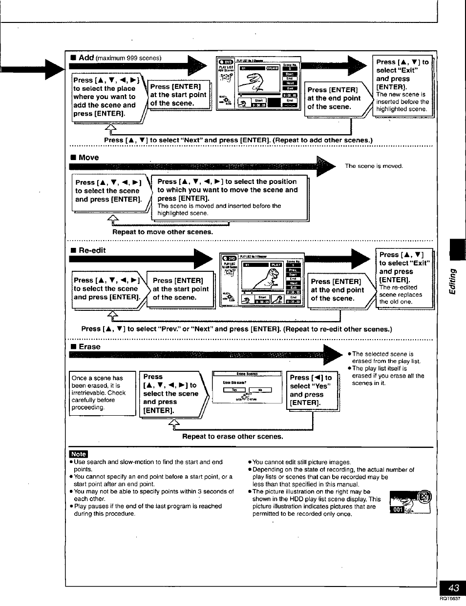 Move, Re-edit, Erase | Panasonic DMR-T3040 User Manual | Page 43 / 72