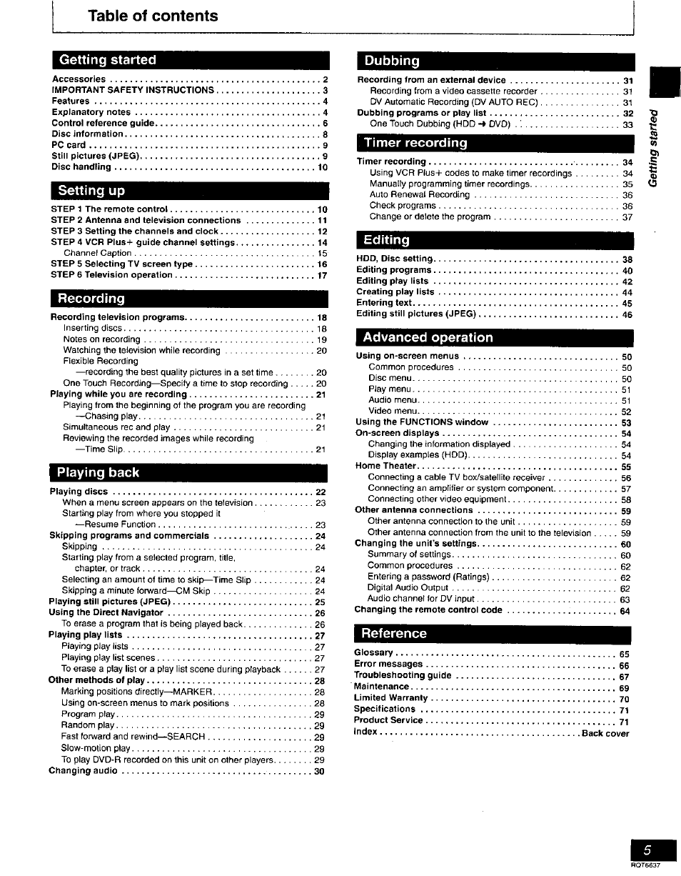 Panasonic DMR-T3040 User Manual | Page 5 / 72