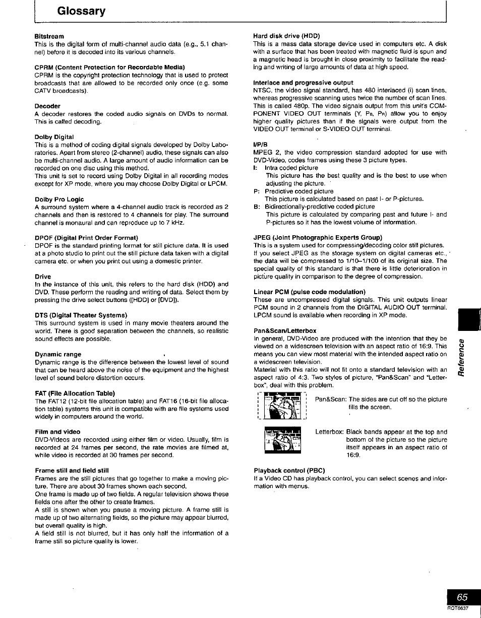 Glossary | Panasonic DMR-T3040 User Manual | Page 65 / 72