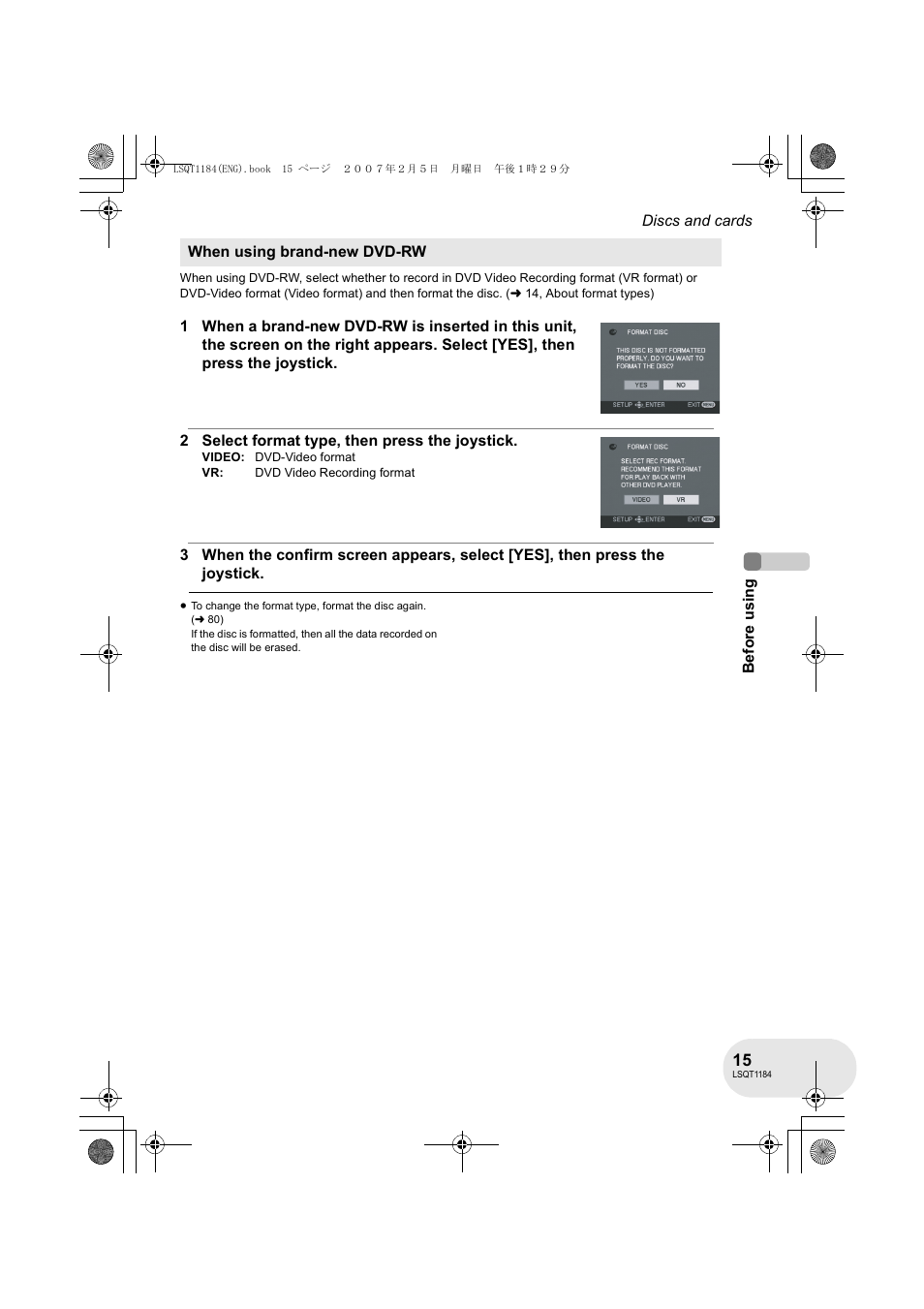 Panasonic VDR-D160GN User Manual | Page 15 / 116