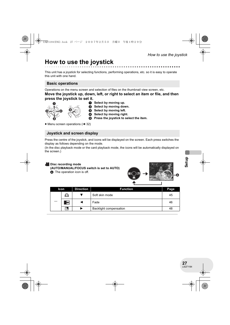 How to use the joystick | Panasonic VDR-D160GN User Manual | Page 27 / 116