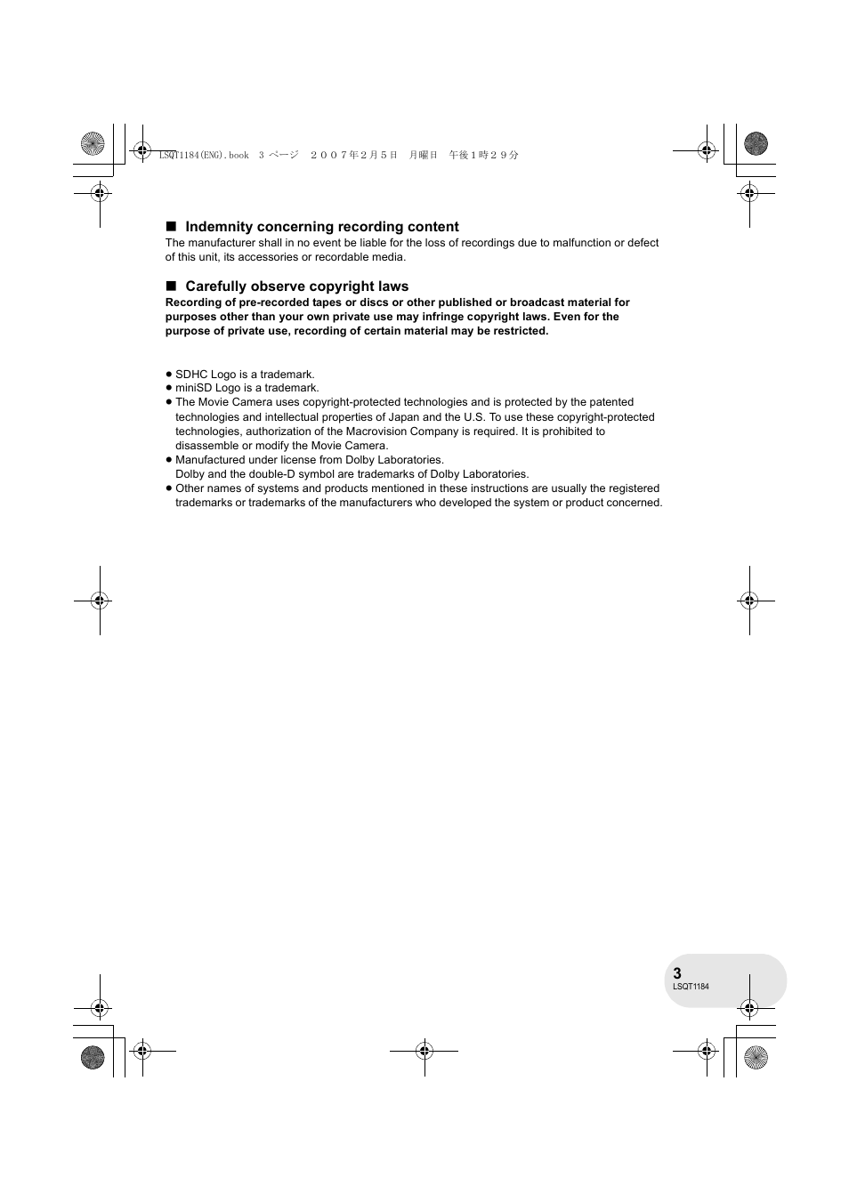 Panasonic VDR-D160GN User Manual | Page 3 / 116