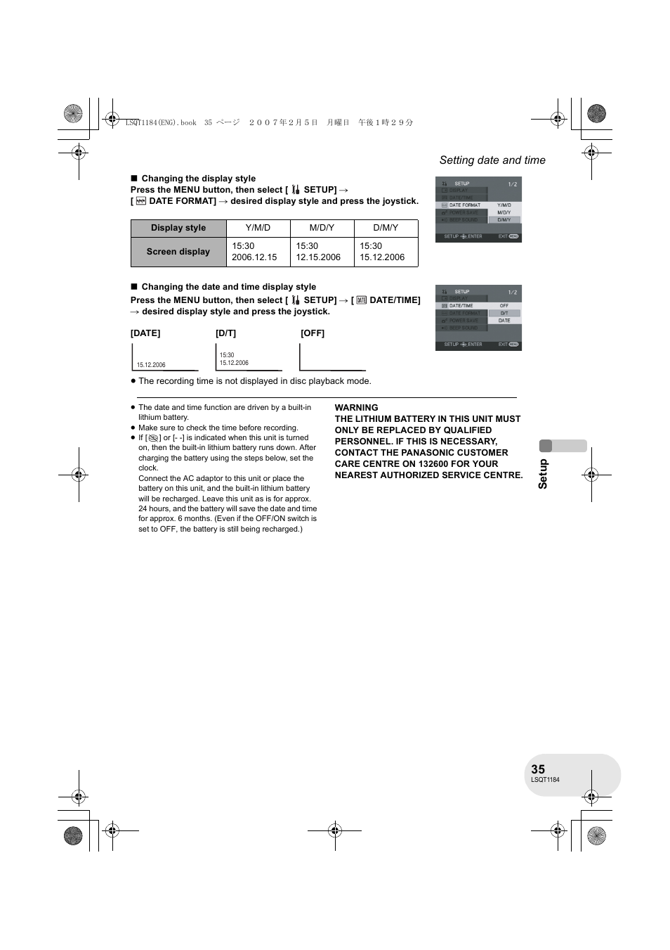 Panasonic VDR-D160GN User Manual | Page 35 / 116