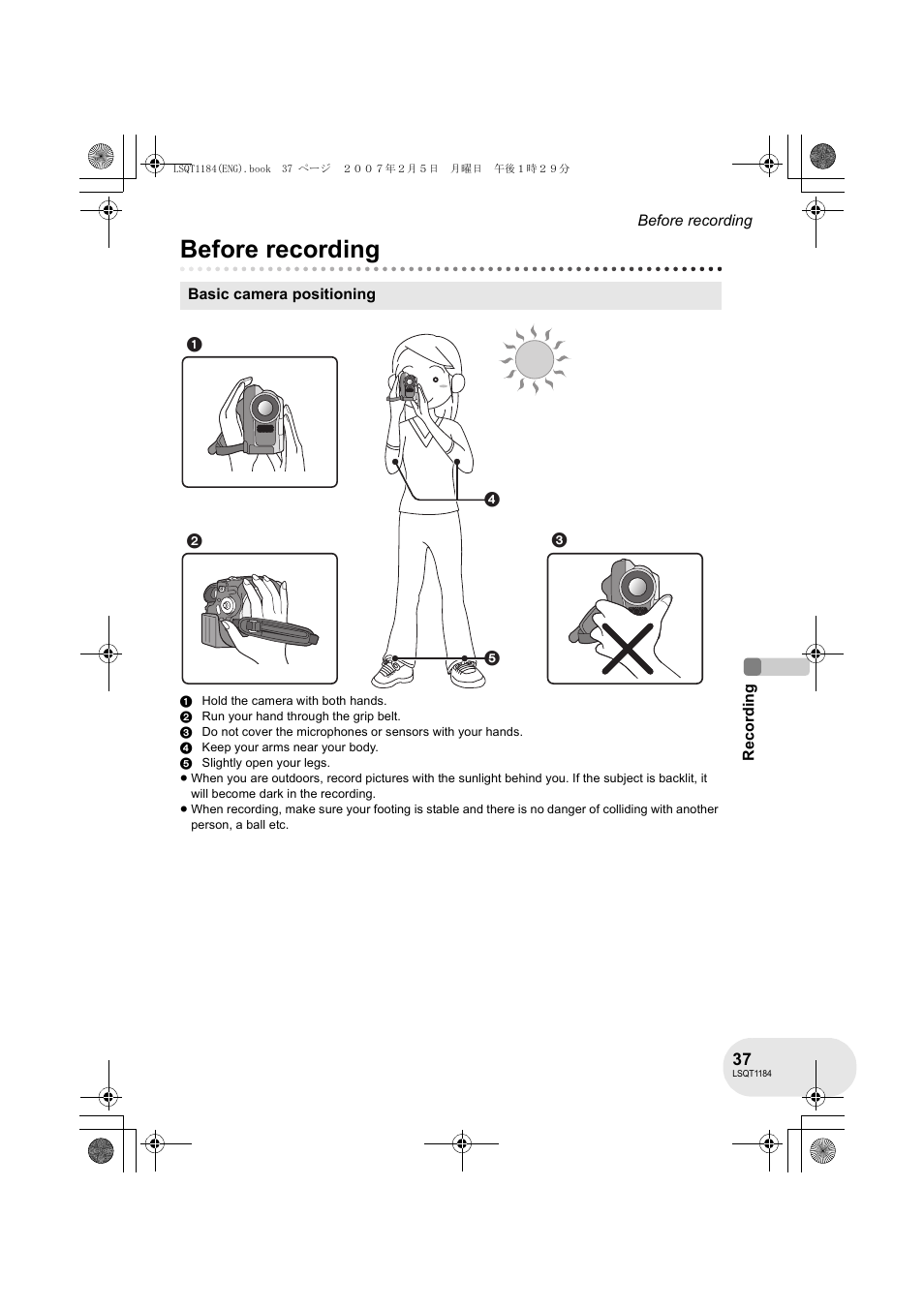 Before recording | Panasonic VDR-D160GN User Manual | Page 37 / 116