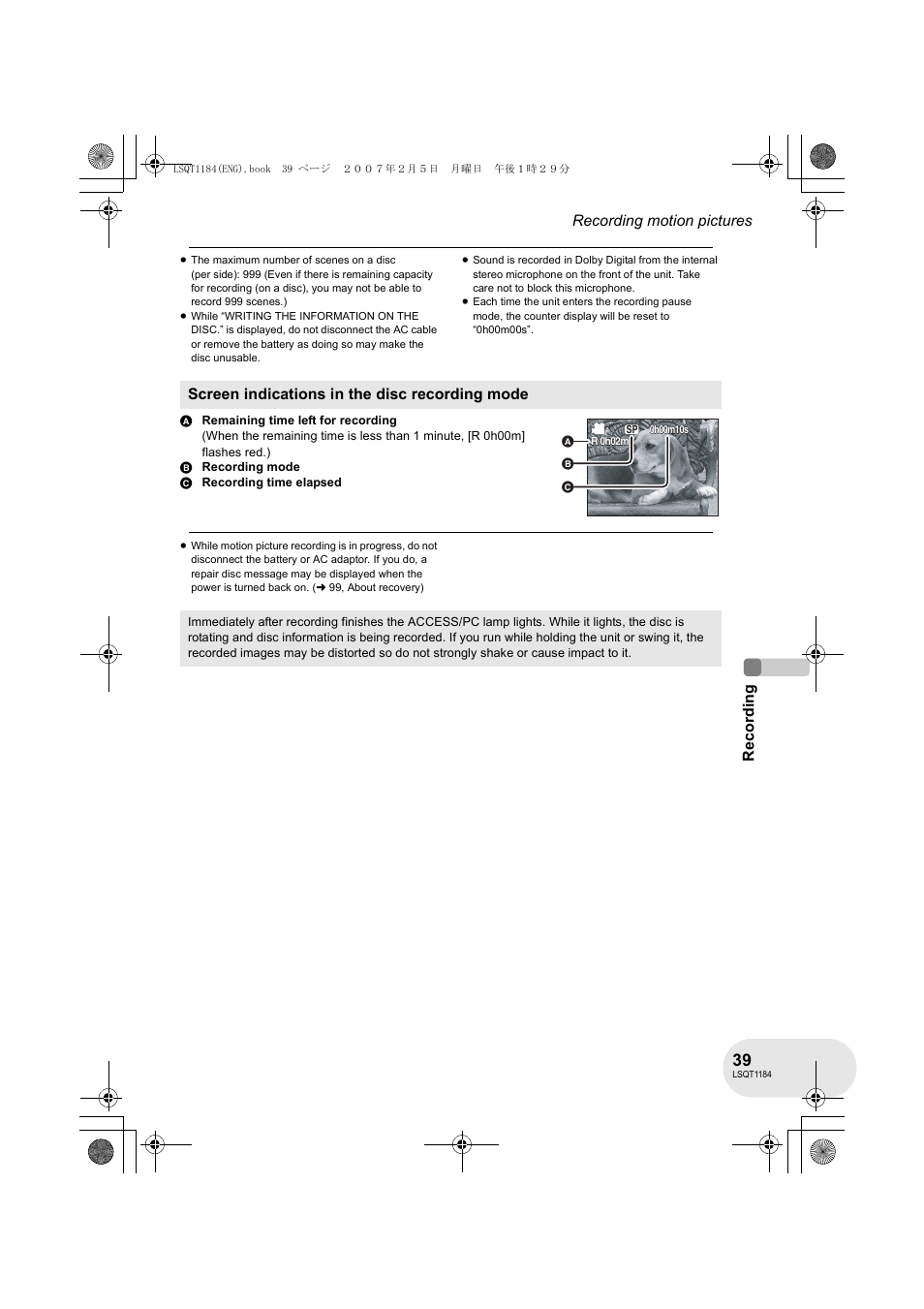 Panasonic VDR-D160GN User Manual | Page 39 / 116