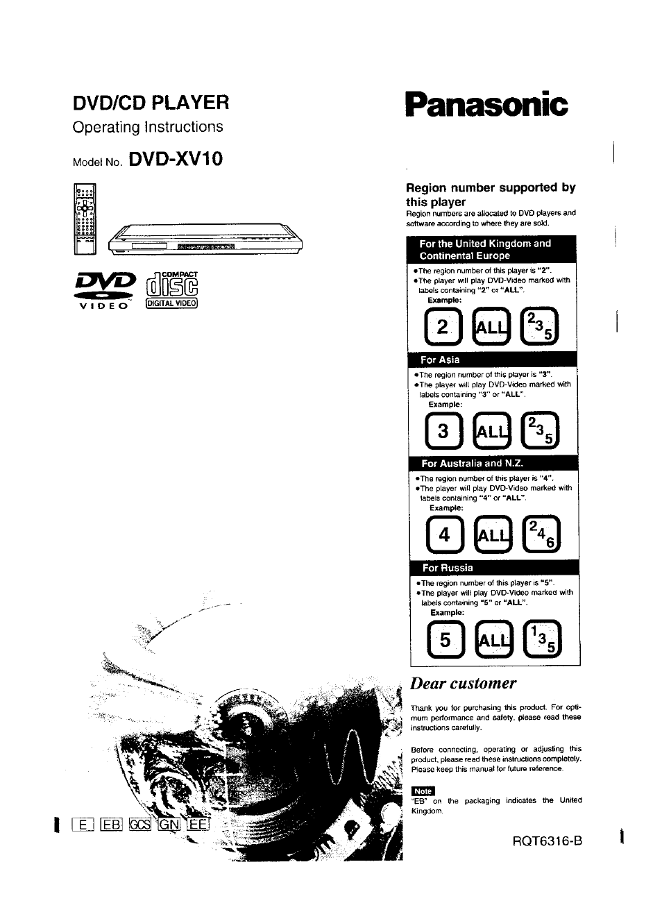 Panasonic DVDXV10 User Manual | 20 pages