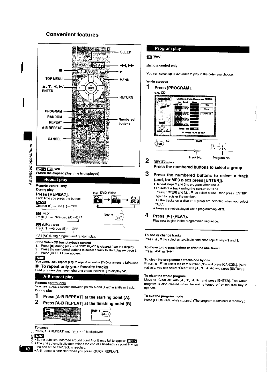 Convenient features, Sijss | Panasonic DVDXV10 User Manual | Page 10 / 20