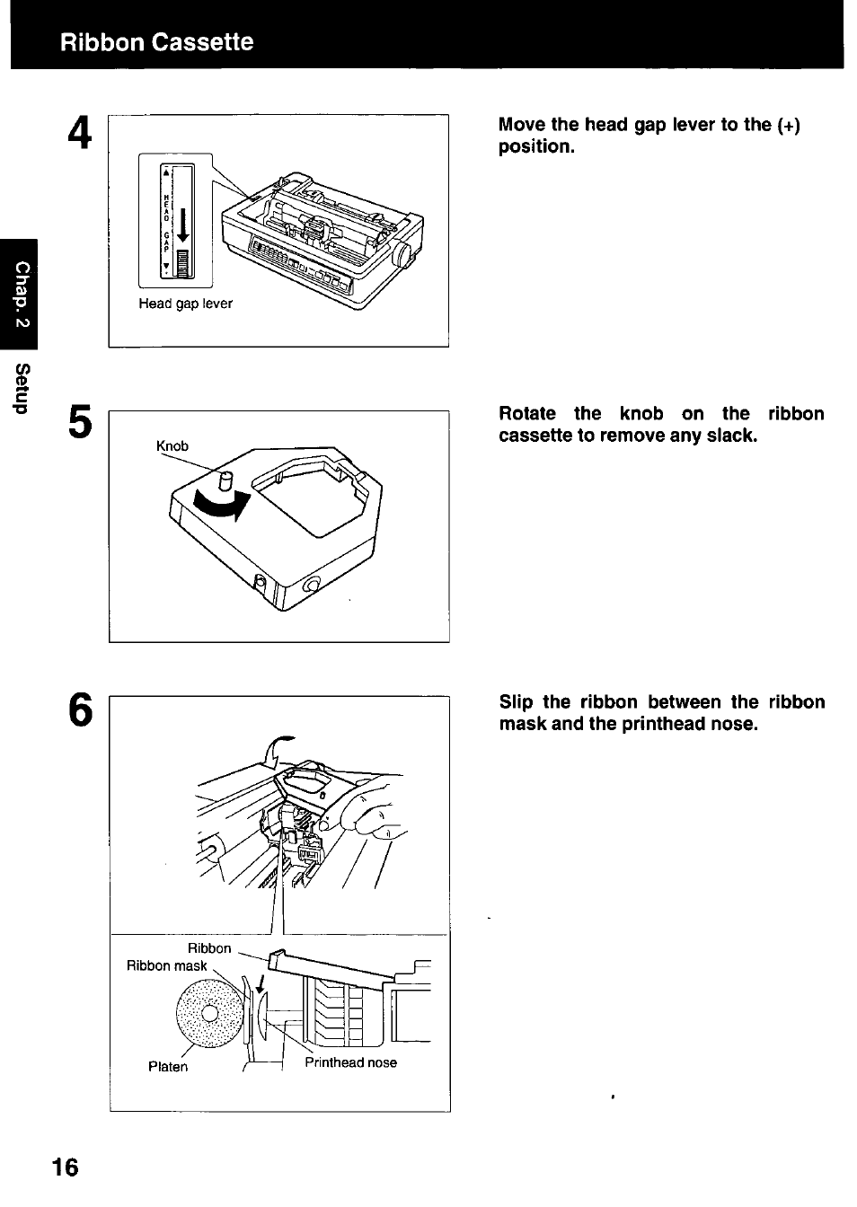 Ribbon cassette | Panasonic KX-P3123 User Manual | Page 16 / 116