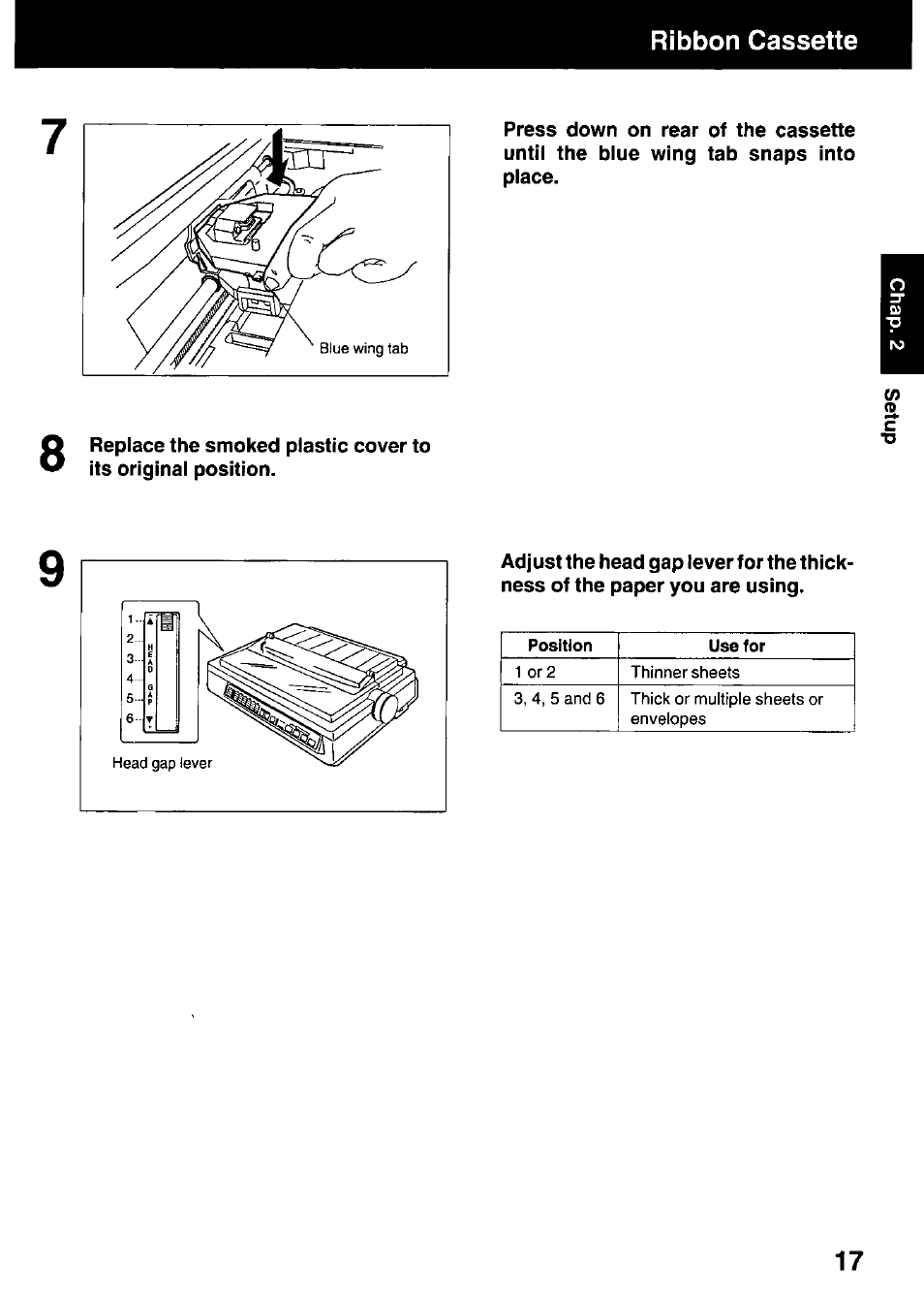 Ribbon cassette | Panasonic KX-P3123 User Manual | Page 17 / 116