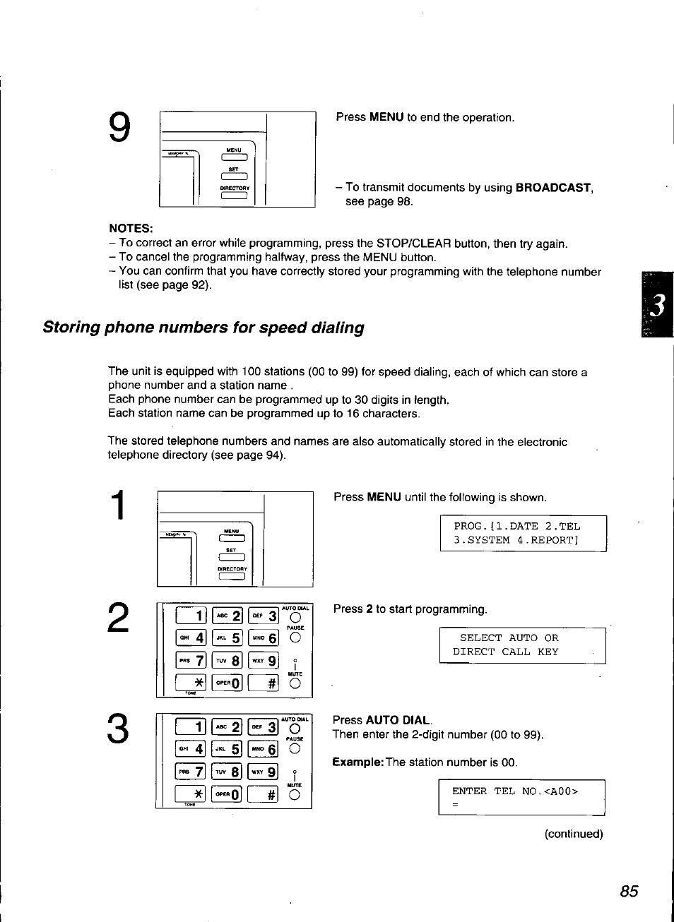 Notes, 1ie2, El o | Panasonic KX-F3100 User Manual | Page 87 / 248