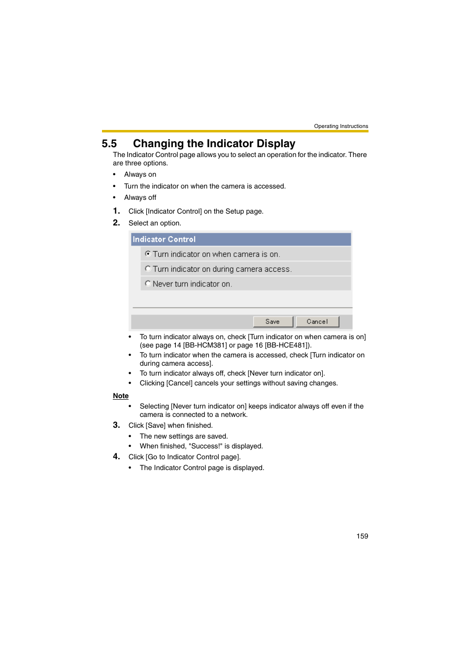 5 changing the indicator display, Ge 159) | Panasonic BB-HCM381 User Manual | Page 159 / 204