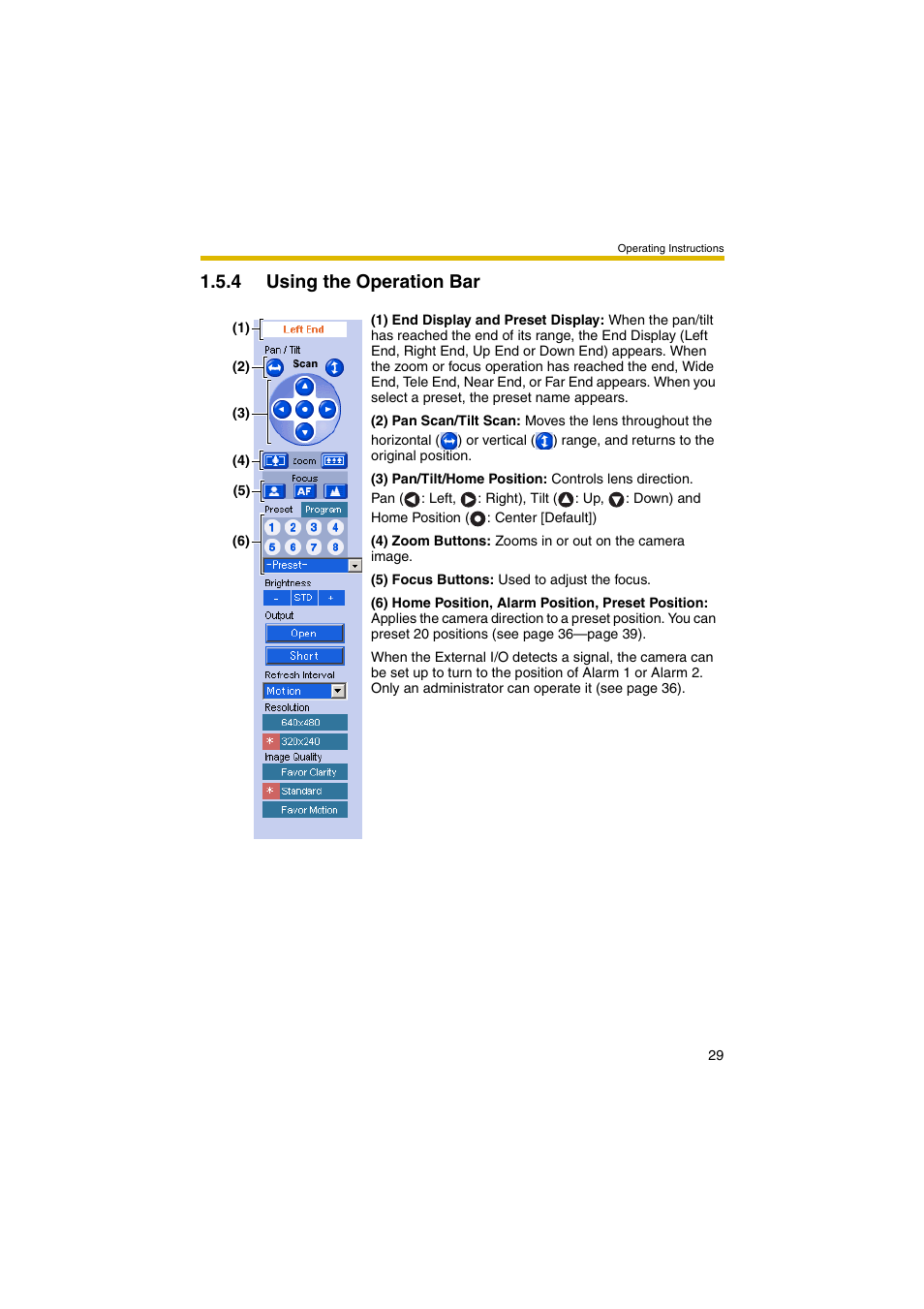 4 using the operation bar, E 29 | Panasonic BB-HCM381 User Manual | Page 29 / 204
