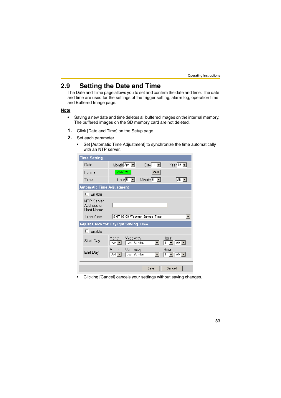 9 setting the date and time | Panasonic BB-HCM381 User Manual | Page 83 / 204