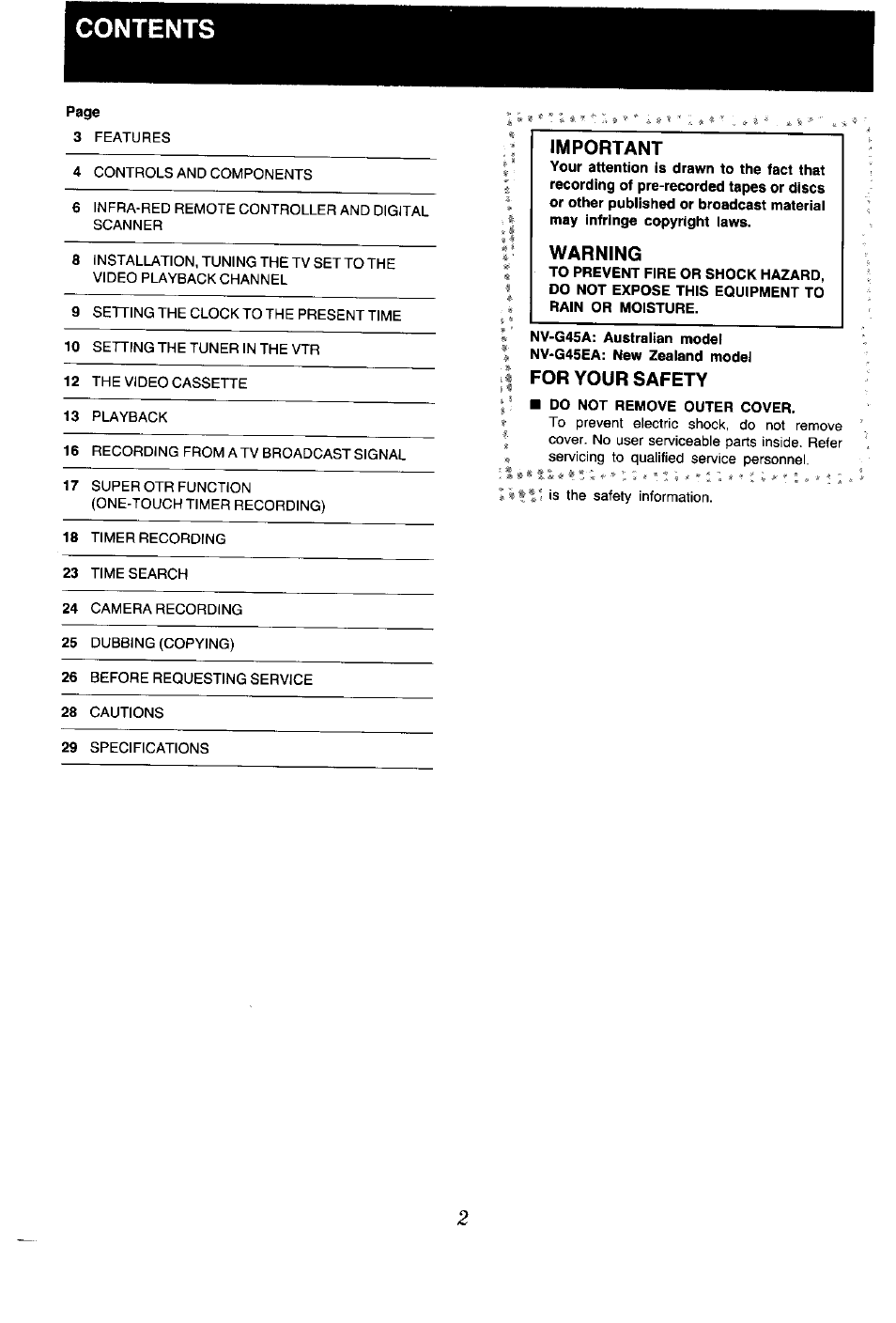 Panasonic NV-G45 Series User Manual | Page 2 / 32