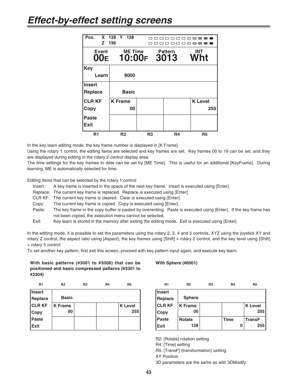 Effect-by-effect setting screens, 3013 wht | Panasonic AG-MX70 User Manual | Page 43 / 102