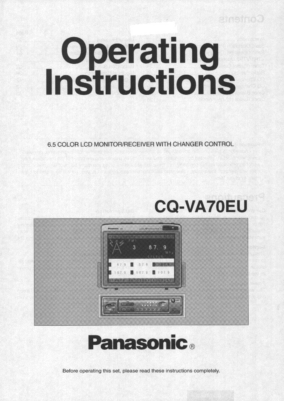 Panasonic CQVA70EU User Manual | 44 pages