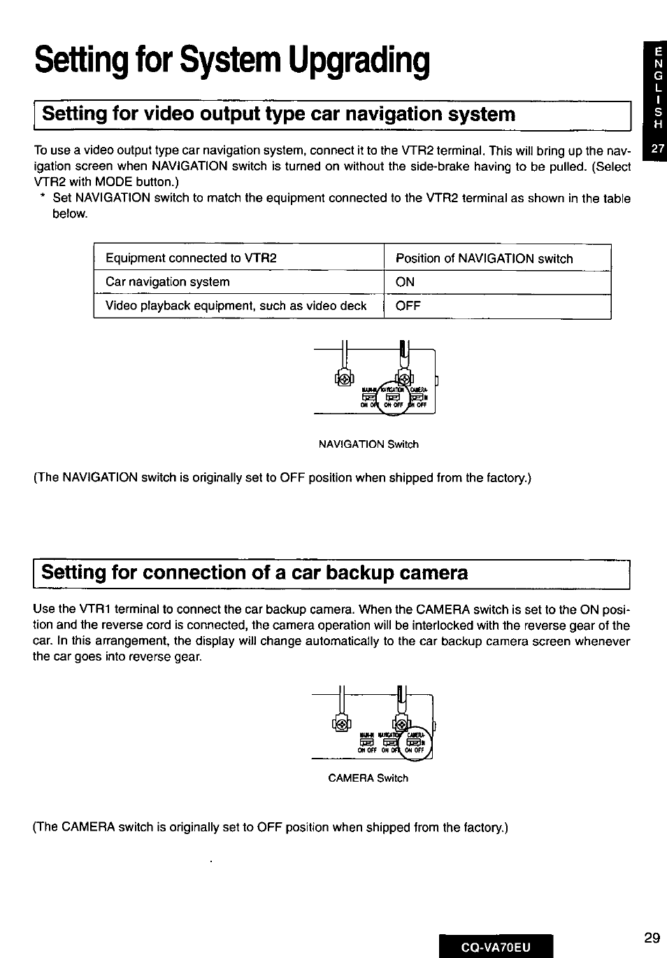 Setting for system upgrading | Panasonic CQVA70EU User Manual | Page 29 / 44