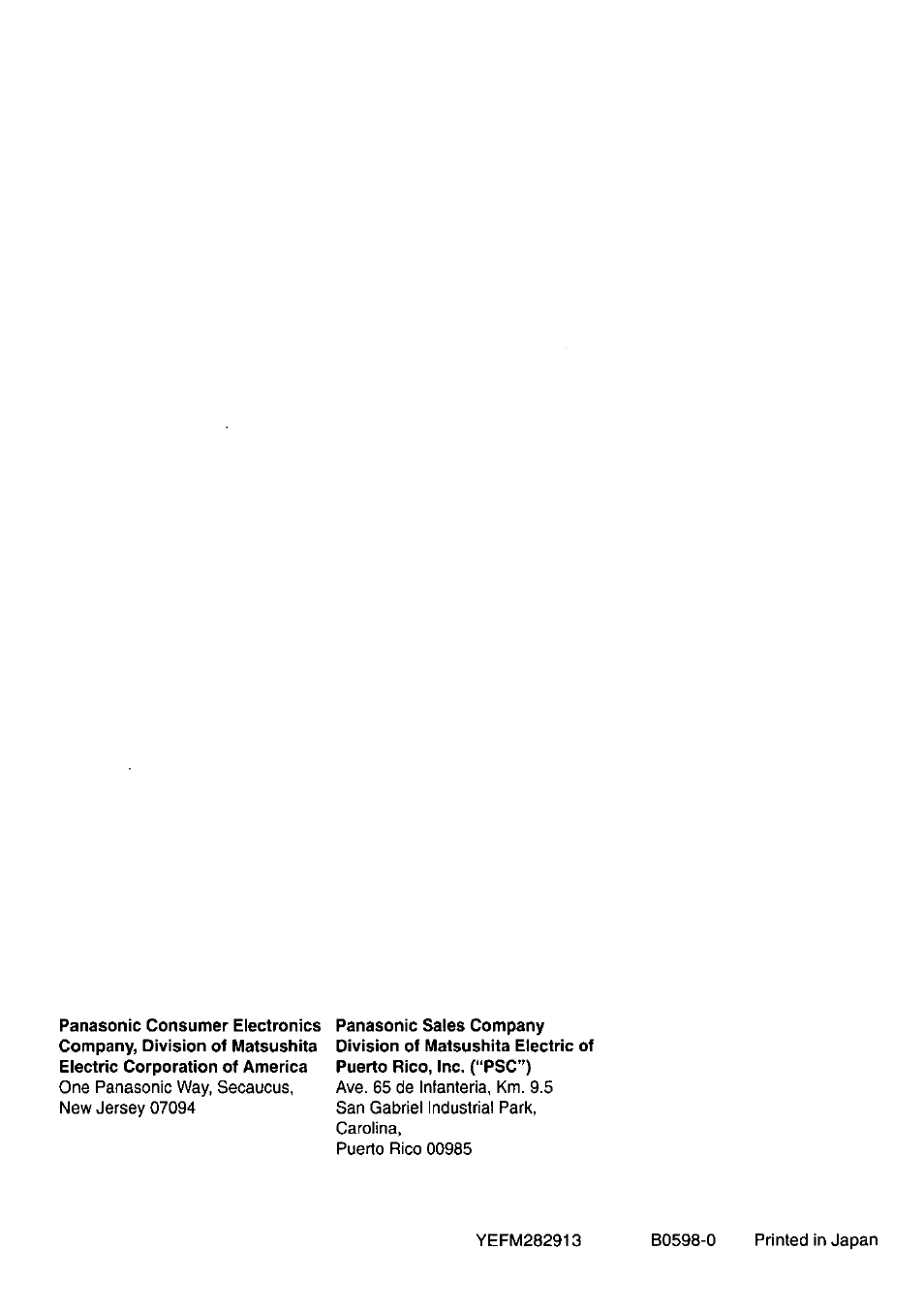 Panasonic CQVA70EU User Manual | Page 44 / 44