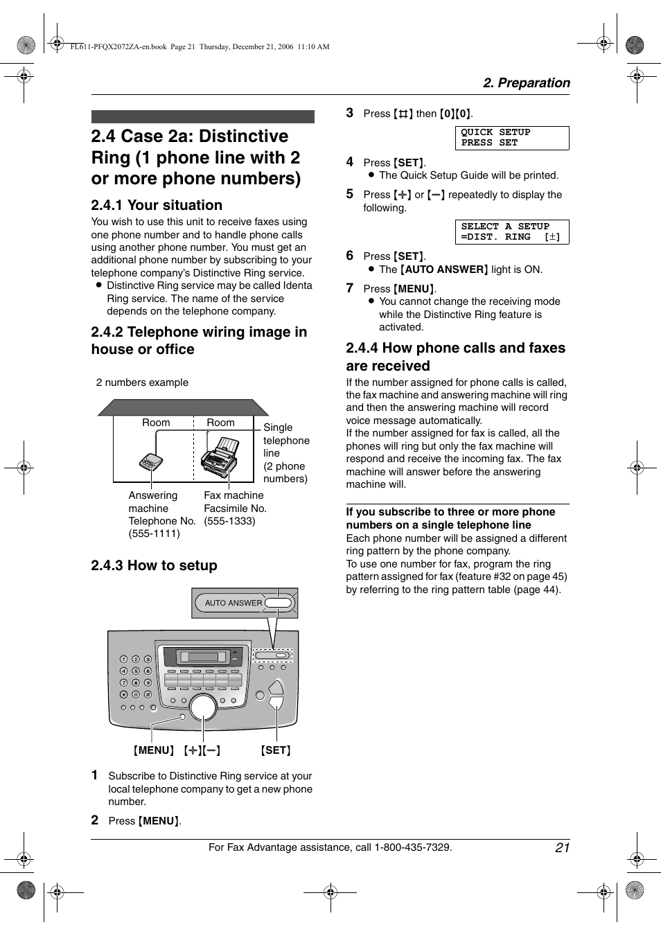 1 your situation, 4 how phone calls and faxes are received | Panasonic KX-FL611 User Manual | Page 23 / 86