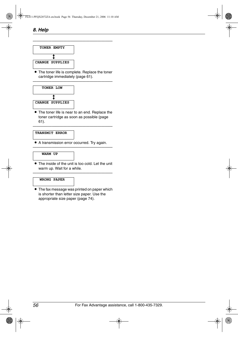 Panasonic KX-FL611 User Manual | Page 58 / 86