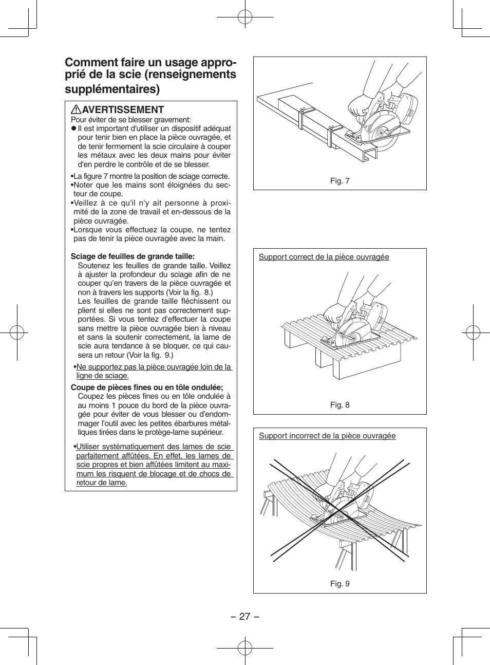 Avertissement | Panasonic EY3552 User Manual | Page 27 / 48