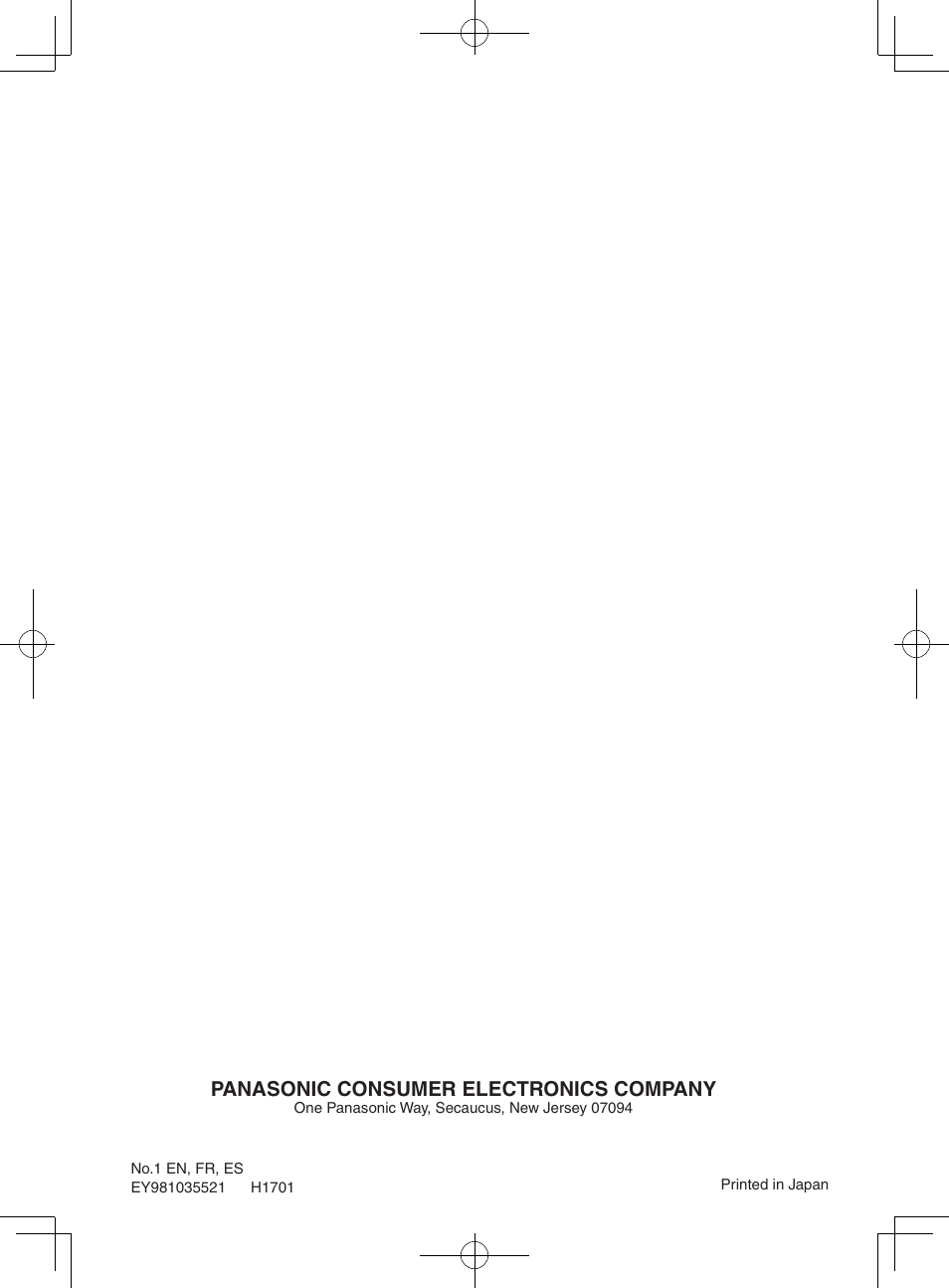 Panasonic consumer electronics company | Panasonic EY3552 User Manual | Page 48 / 48