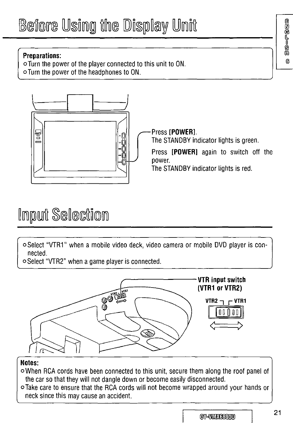 Preparations, Notes, Piaf | Panasonic CY VMX6800U User Manual | Page 21 / 76