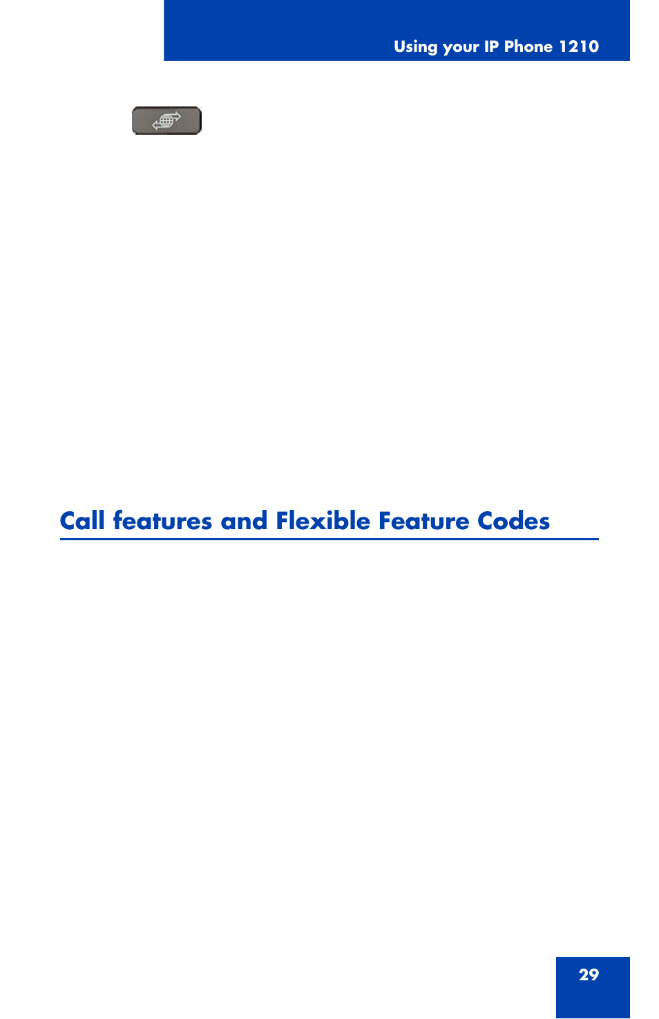 Call features and flexible feature codes | Panasonic 1210 User Manual | Page 29 / 120