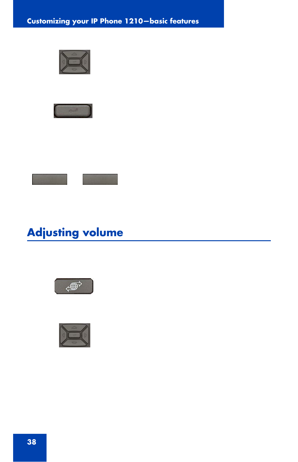 Adjusting volume | Panasonic 1210 User Manual | Page 38 / 120