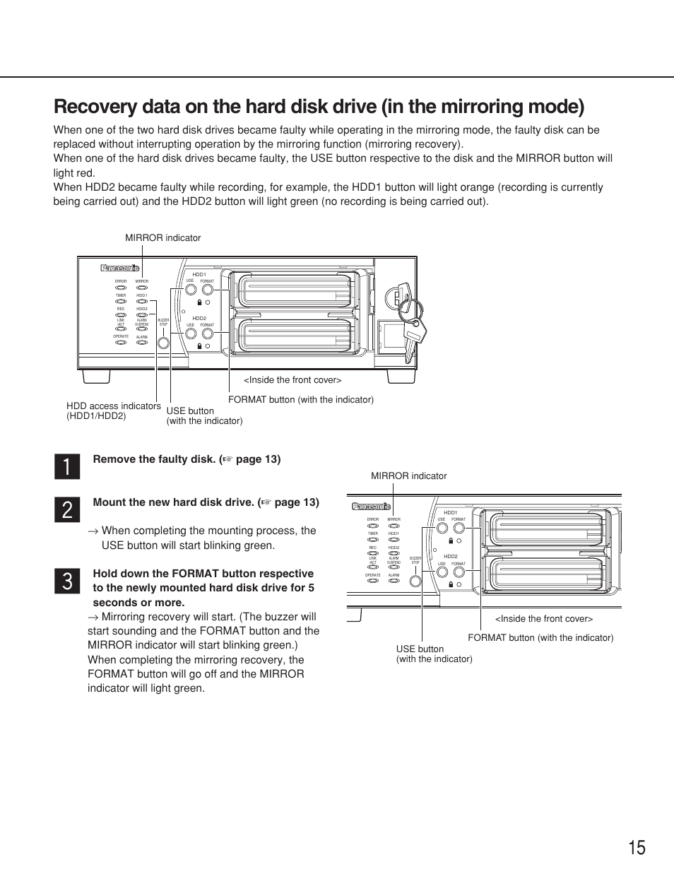 Remove the faulty disk. ( ☞ page 13) | Panasonic WJ-ND200 User Manual | Page 15 / 69