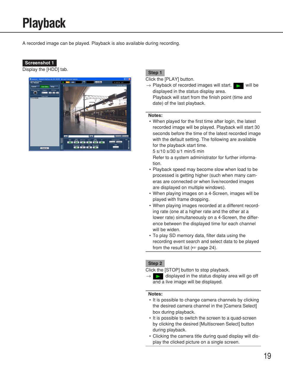 Playback | Panasonic WJ-ND200 User Manual | Page 19 / 69